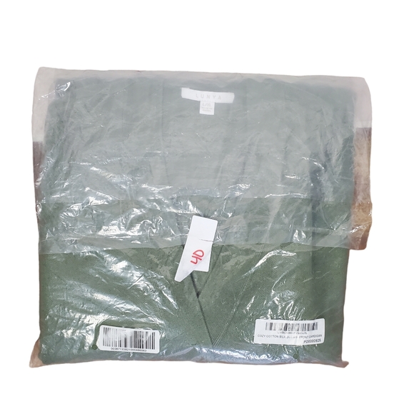NEW Lunya Cozy Cotton Silk Button Front Cardigan L/XL Humble Green Oversized - Picture 5 of 15